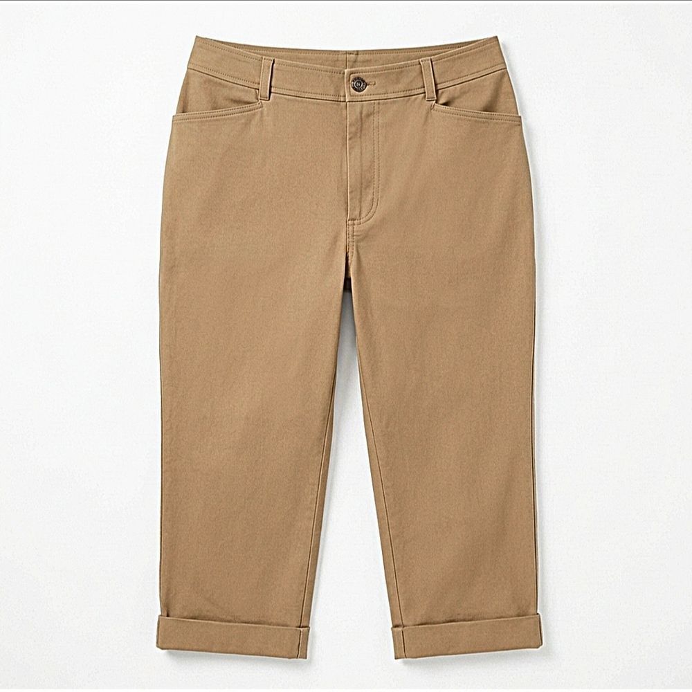 Cropped Khaki Capri Pants
